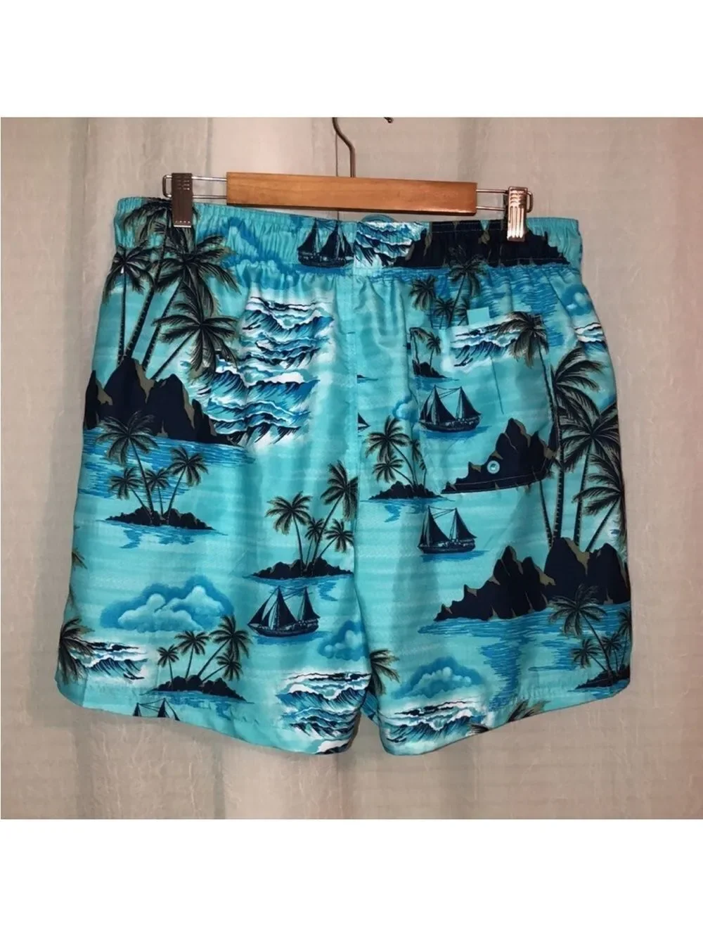 George L Tropical Teal Navy Swim Trunks